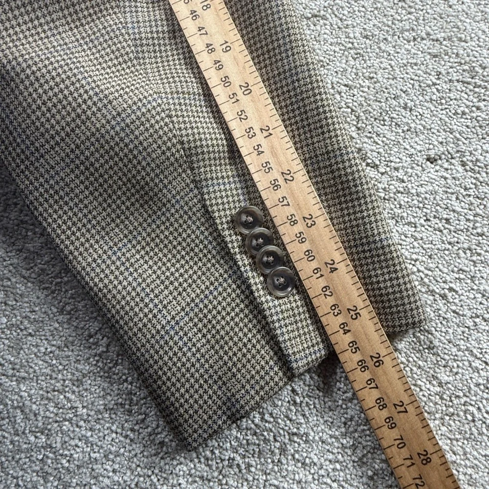 John W. Nordstrom Sport Coat Mens 42L Brown Excellent Silk Wool Houndstooth